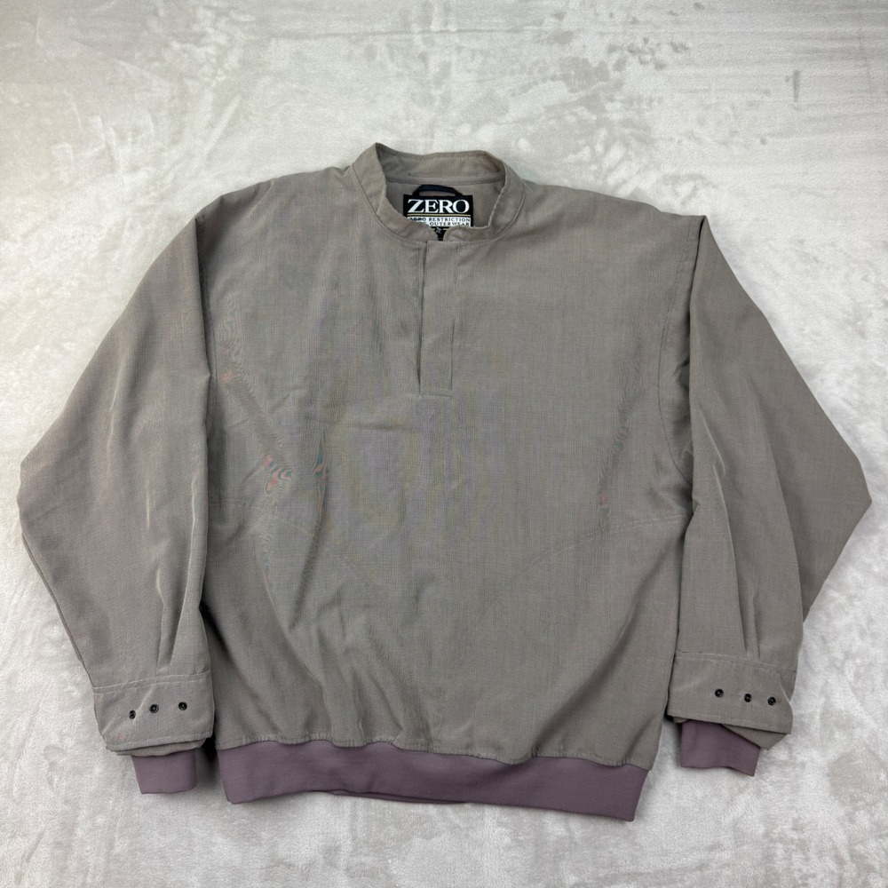 Zero Restriction Golf Pullover Mens Large Gray Micro Check Mock Neck Windbreaker